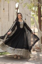 Royal Midnight Blue Resham Anarkali - Image 4
