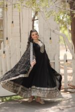 Royal Midnight Blue Resham Anarkali - Image 2