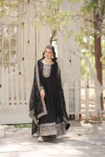 Royal Midnight Blue Resham Anarkali - Image 6