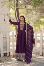 Royal Midnight Blue Resham Anarkali - Image 15