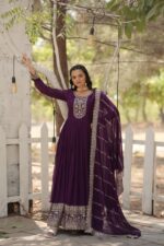 Royal Midnight Blue Resham Anarkali - Image 14