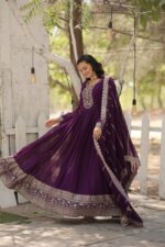 Royal Midnight Blue Resham Anarkali - Image 12