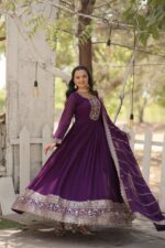 Royal Midnight Blue Resham Anarkali - Image 13