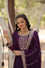 Royal Midnight Blue Resham Anarkali - Image 10