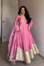 Rani Pink Royal Silk Anarkali Set