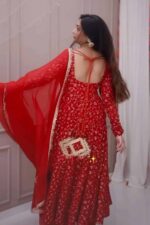 Sindoor Red Maharani Anarkali Ensemble - Image 4