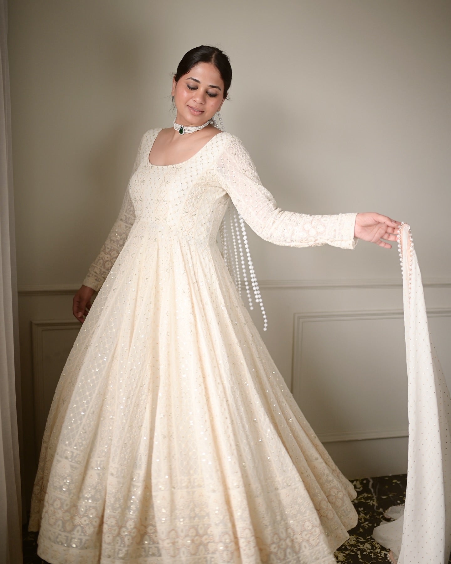 srishtiforyou-20250106-0005 Majestic Maharani Resham Anarkali Ensemble - Image 1