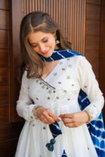 Regal Haldi Yellow Resham Anarkali Ensemble - Image 4