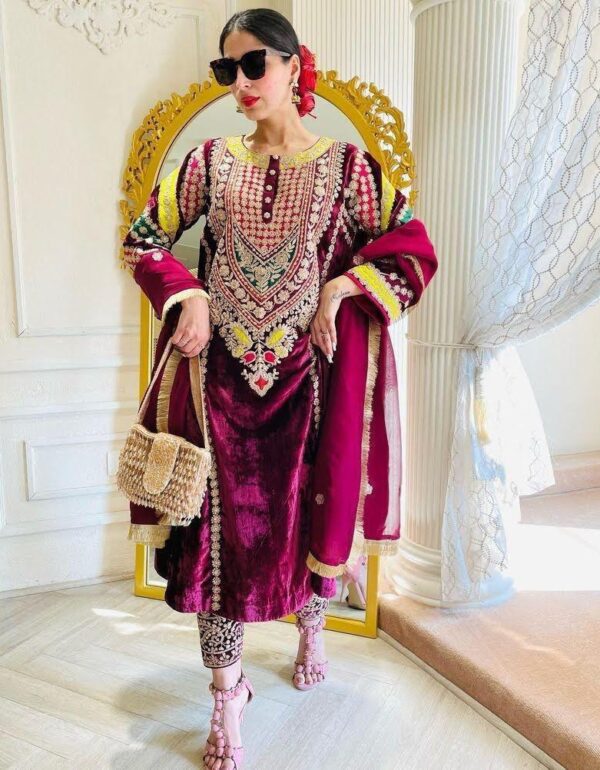 Luxurious Wine Velvet Ensemble