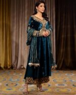 Majestic Teal Velvet Salwar Kameez Set