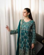 Embroidered Emerald Kurta Palazzo Dupatta Set for Women – Georgette/Net Fabric – Ideal for Wedding & Festive Ethnic Wear - Image 2