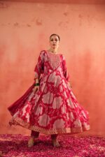 Premium Chinnon Floral Anarkali Suit Set With Dupatta