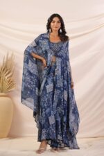 Elegant Croptop Palazzo and Cape Set - Image 15