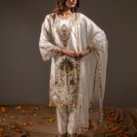 Ivory Organza Embroidery Tassel Suit Set