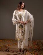 Ivory Organza Embroidery Tassel Suit Set