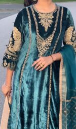 Elegant Teal Embroidered Salwar Kameez with Dupatta - Image 3