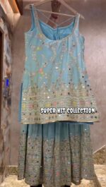 Mirror Embroidered Peplum Sharara Set - Image 3