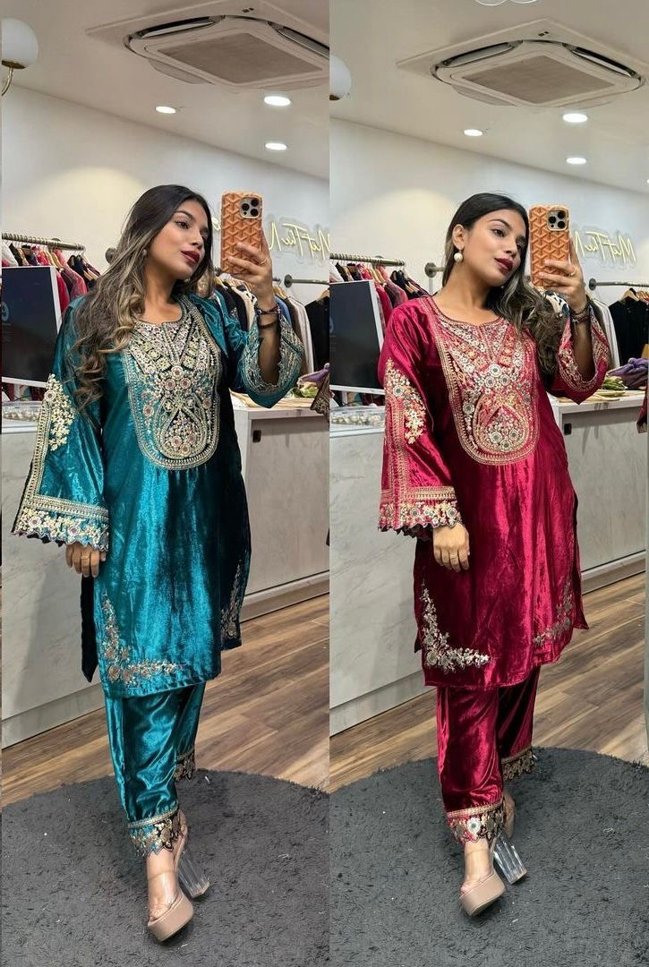 1bda7b8f-993c-4a0f-bc0f-efdeaf0cc7ab.jpeg Royal Velvet Salwar Kamiz Set - Image 1