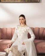 Ivory Gold Sharara Suit Set – Hand Embroidered Kurta with Flared Sharara & Dupatta – Bridesmaid/Reception Outfit Ethnic Wear - Image 3