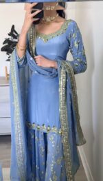 Midnight Glam Kurti Palazzo Dupatta Set - Image 4