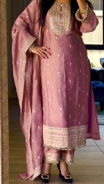 Blush Mauve Embroidered Salwar Kameez Set - Image 7