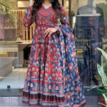 Chanderi Print Anarkali Suit Set