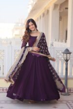 Blossom Elegance Gown with Dupatta - Image 2
