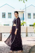 Mahi Crop Top Trouser With Shrug Set - Image 4