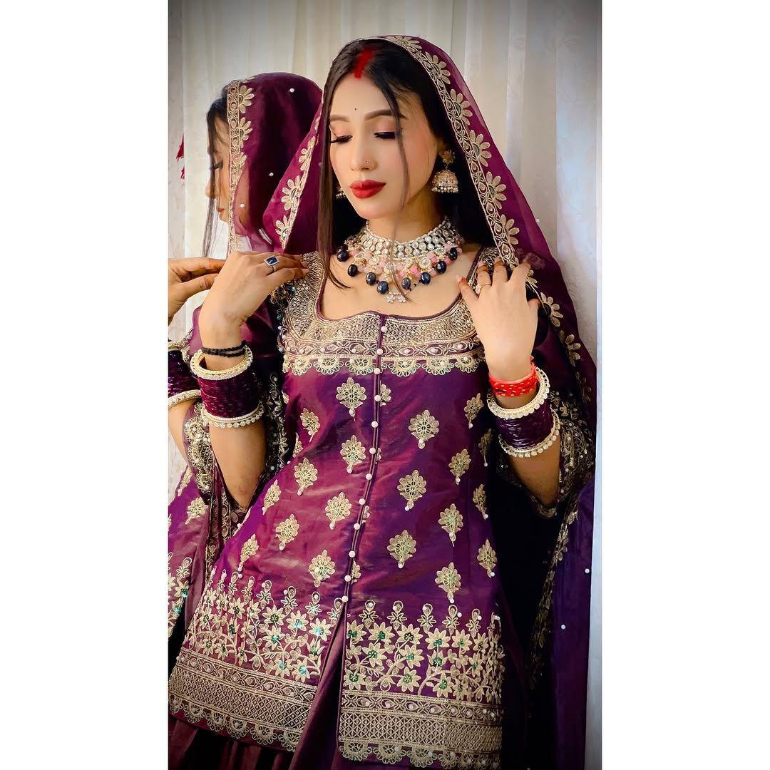 3e2e18d6-788e-4880-92c0-dec81c666023.jpeg Royal Plum Zari Embroidered Silk Lehenga Set - Image 1