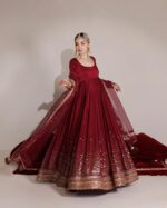 Red Rose Premium Silk Anarkali Suit Set - Image 2