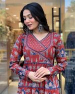 Chanderi Print Anarkali Suit Set - Image 2