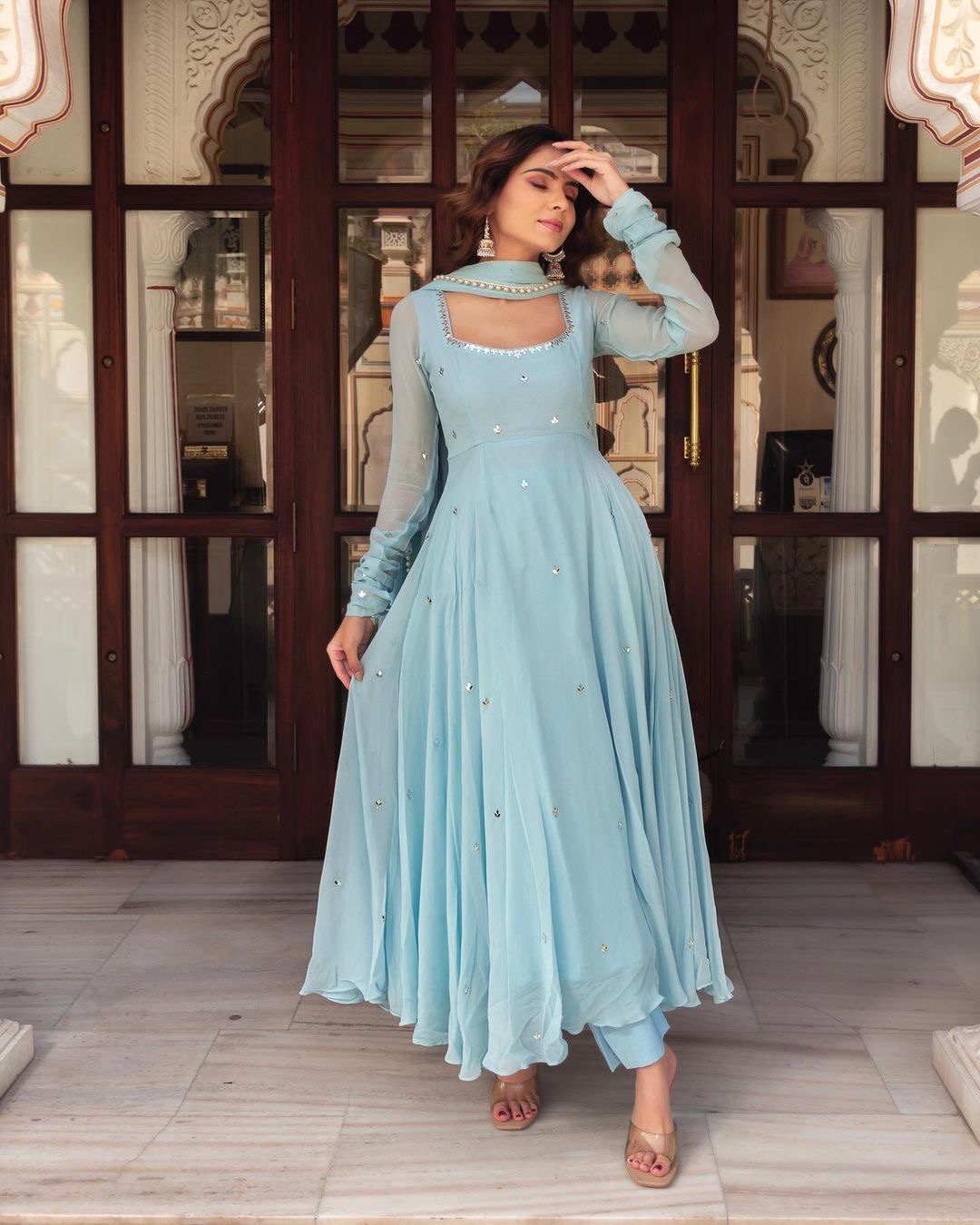43ea7333-9233-4f60-ad7a-e40ffea5e666.jpeg Aqua Grace Anarkali Suit Set - Image 1