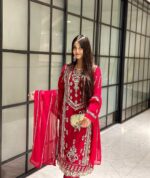 Elegant Designer Sequin Embroidered Top, Pant & Dupatta Set