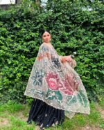 Midnight Gold Embroidered Sharara with Luxe Handcrafted Dupatta - Image 4