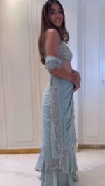 Women's Ruffle Lehenga Saree with Sequin Blouse – Ready to Wear – Party/Wedding Outfit - Image 5