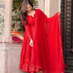 Radiant Red Gota Patti Anarkali Suit - Image 6