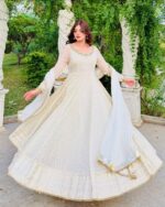 Golden Grace  Full Flare Anarkali Dress - Image 3