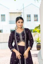 Mahi Crop Top Trouser With Shrug Set - Image 5