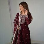 Deep Wine Luxe Embellished Suit Set