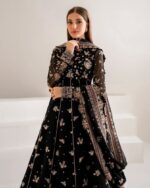 Black Rose Zari Embroidered Anarkali - Image 6