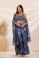 Elegant Croptop Palazzo and Cape Set - Image 10