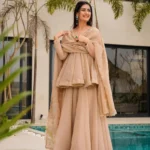 Peach Royale Peplum Suit Set