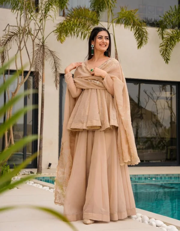 Peach Royale Peplum Suit Set