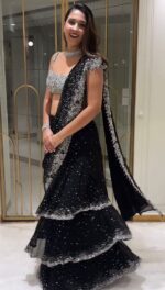 Women's Ruffle Lehenga Saree with Sequin Blouse – Ready to Wear – Party/Wedding Outfit - Image 8