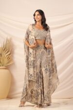 Elegant Croptop Palazzo and Cape Set - Image 2