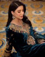 Majestic Teal Velvet Salwar Kameez Set - Image 4