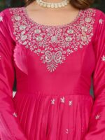 Embroidered Silk Anarkali Suit Set with Dupatta - Image 7