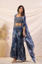 Elegant Croptop Palazzo and Cape Set - Image 9