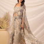 Elegant Croptop Palazzo and Cape Set