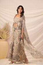 Elegant Croptop Palazzo and Cape Set